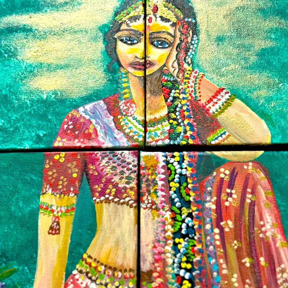 Gorgeous lady - set of four 8x8 paintings